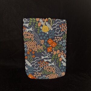 Floral embroidery Pouch with Button Closure
